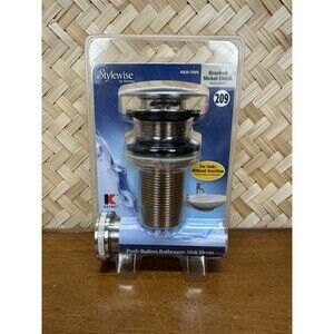 Keeney Push Button Sink Bathroom Drain w/ Overflow Brushed Nickel 209 K820-75BN